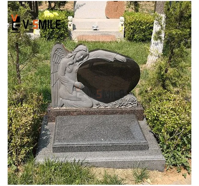 Factory Price Headstone Black White Granite Angel Girl Grave Stone Cemetery Tombstones and Monuments Gravestonetones usa monumen