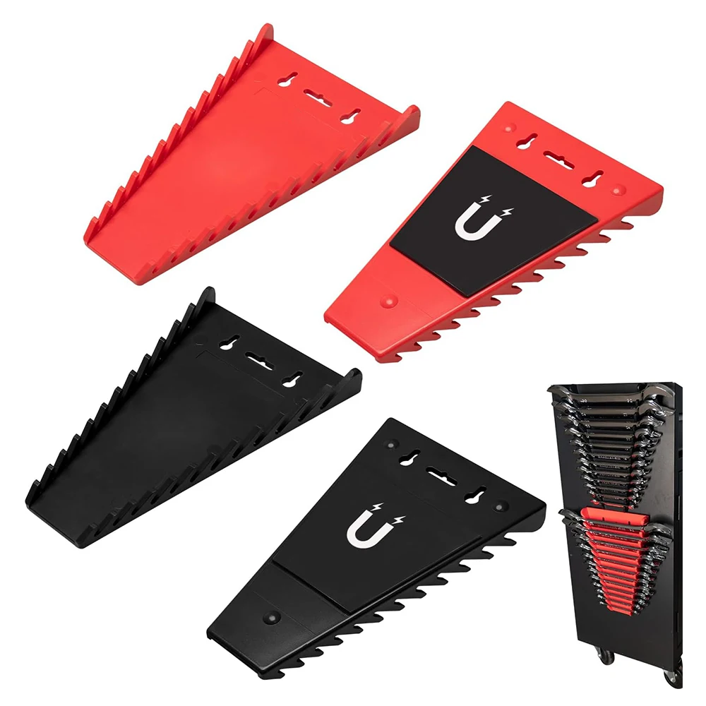 Magnetic Wrench Organizer Multi-purpose Spanner Holder Hardware Tool Holder Rack with Hole and Magnetic Hanging Plate