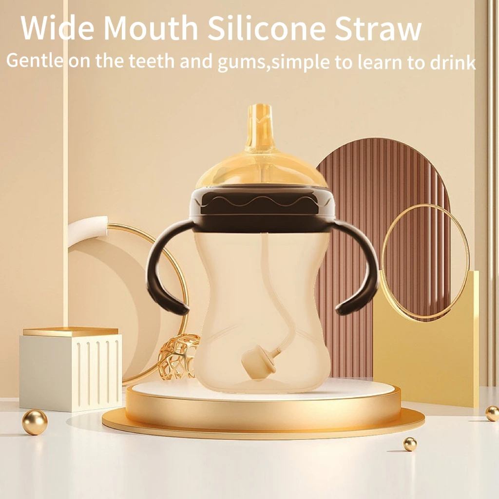 2024 polour Unique Design Muti-function 270ml baby bottles in bulk hands free nano soft silicone bottle BPA FREE 100% Brown