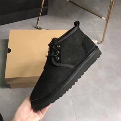 Wholesale Fashionable Walking Style Big Size Women Men Autumn Winter Warm Ankle Neumel Sheepskin Fur Male Snow Boots