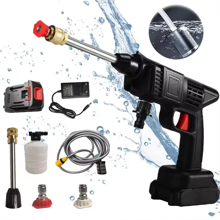Car Washer High Pressure Portable Wash Gun 12V 24V 48V 96V Cordless Electric Cleaning Machine Lithium Battery Washer Spray Gun