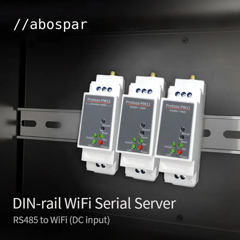 PW11-M DIN-Rail Serial Converter Wifi Ethernet Modbus solar data collector IoT Gateway RS485 solar data conver Serial Server