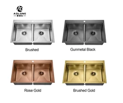 ADLONE Gold Luxury Stainless Steel Kitchen Sink Over or Under Counter 304 Stainless Steel Single Bowl Gold Basket Drainer Soap D