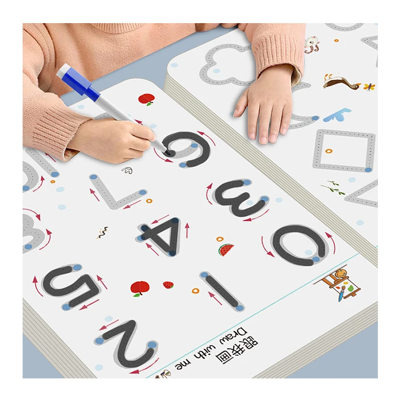 Hot Sellers Children Tracing Books Workbook Set Kindergarten Erasable Exercises Puzzle Education Toys Pen Montessori For Kids