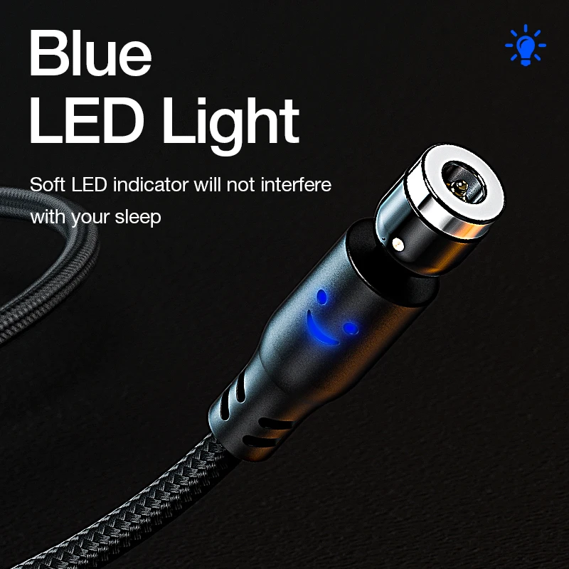 Новое поступление 3 в 1 светодиодный Магнитный зарядный USB-кабель вращающийся на 540 градусов Магнитный кабель