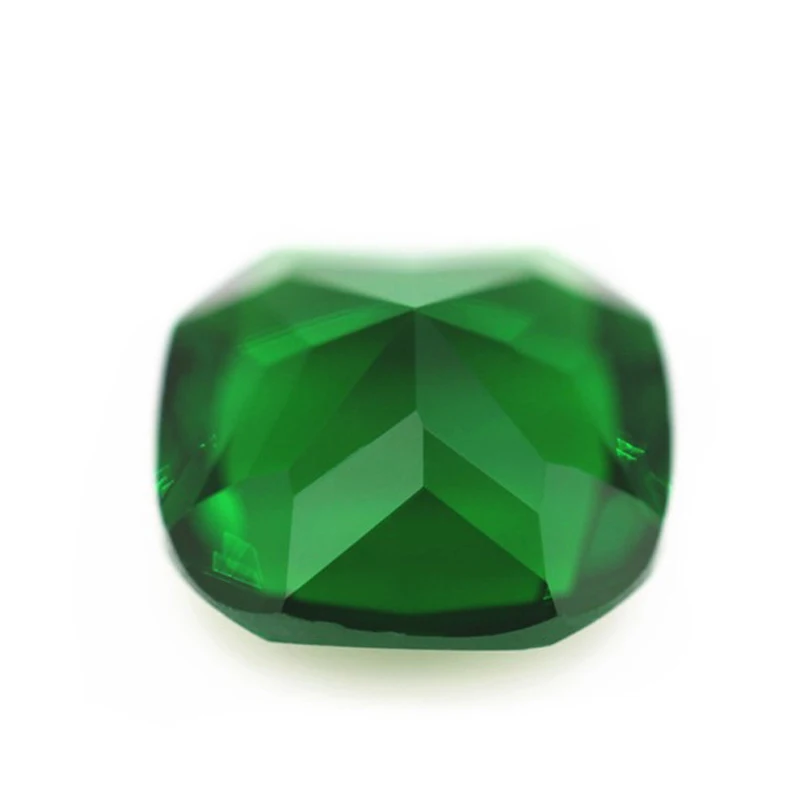 Loose Emerald Glass stones Square Princess Radiant Cushion shape Synthetic green glass gemstone for jewelry making