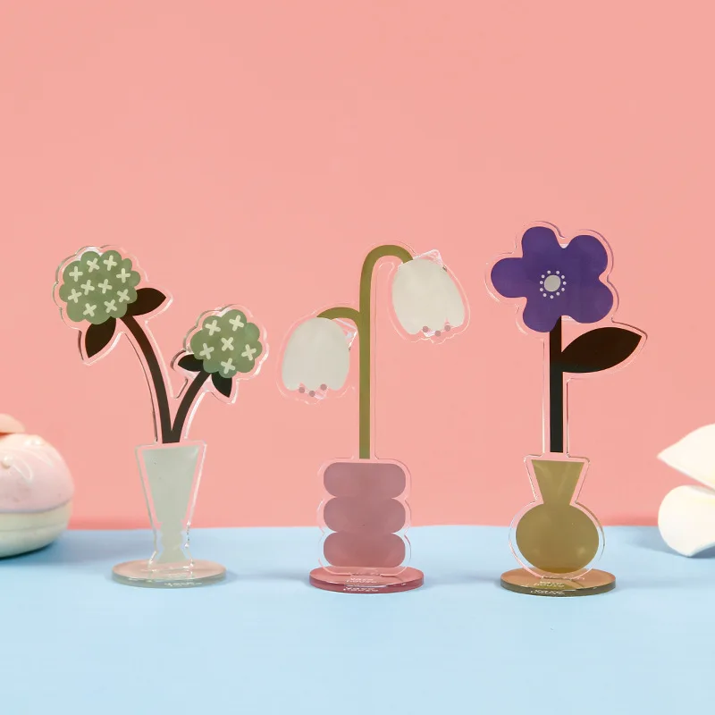 DAQIDO Factory Wholesale Acrylic Photo Clip,Message To Do Event Note Clip,Lovely Flowers Student Desktop Ornaments