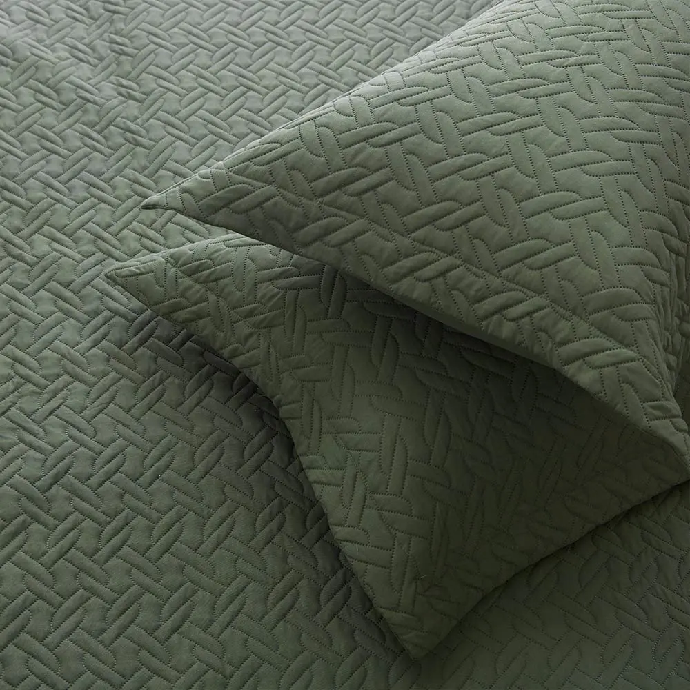 Olive Green Chain Pattern Bedspread Soft Lightweight Microfiber Coverlet, Luxurious Warm quilt set