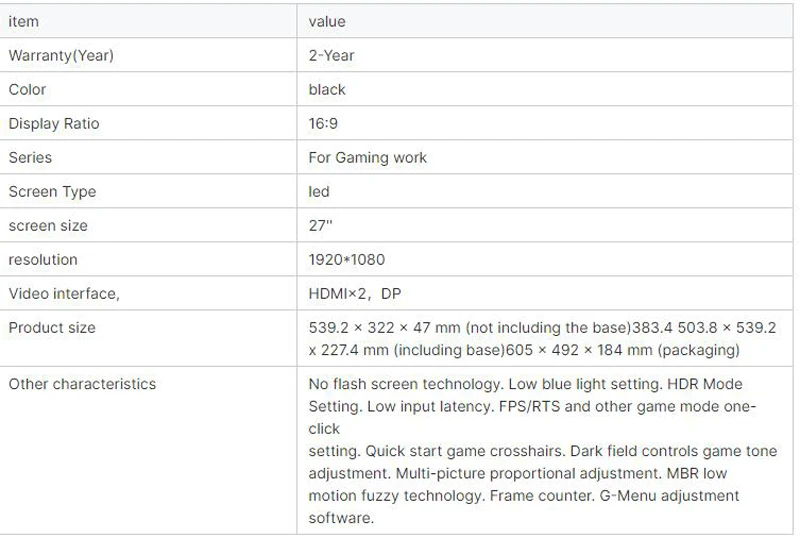 NEW AOC 24G2Z 1080P IPS 240Hz reversible gaming monitor pc computer game screen
