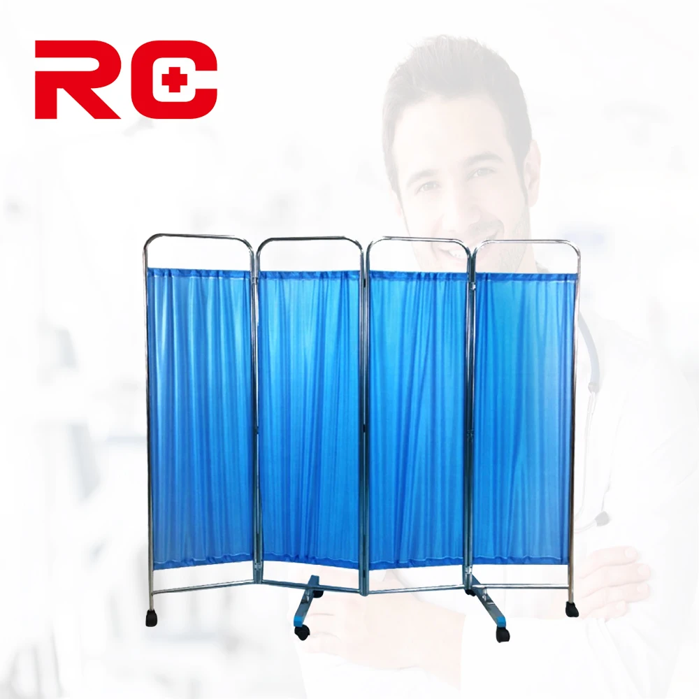 Stainless Steel Frame 4 Folding Partition Medical Ward Screen For