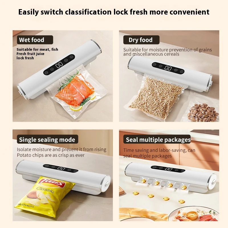 Electric Automatic Food Sealer Plastic Vacuum Preservation Machine with Liquid Crystal Display for Household Food