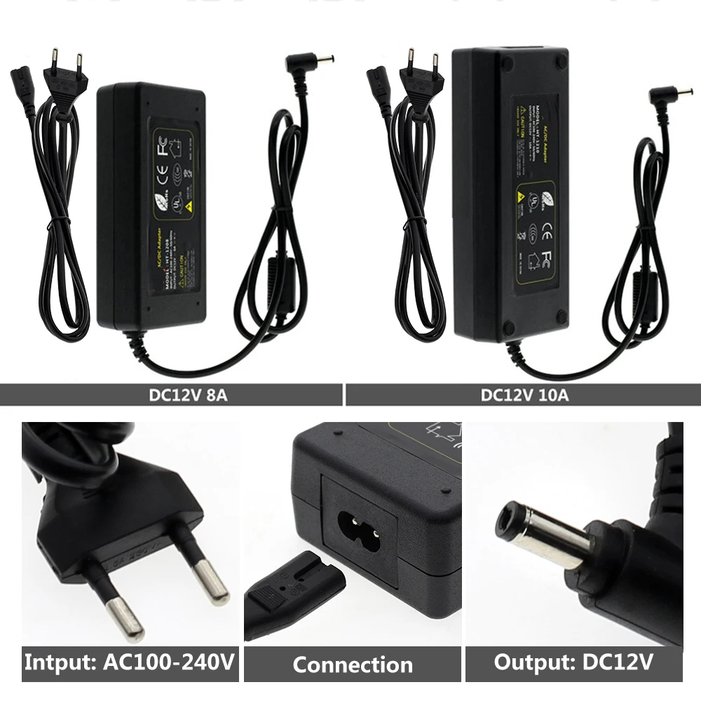 Factory direct sale 5v 3a5a12v10a UK/US/EU/AU plug switching adapter power 12v5a power supply adapter for LED strip light