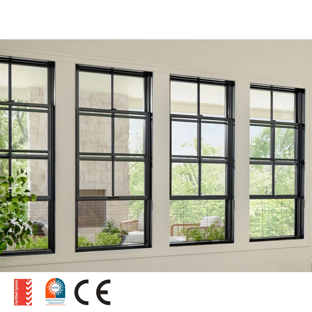 Top Single hung window roof double glazed aluminium awning window aluminum thermal break window casement glass windows