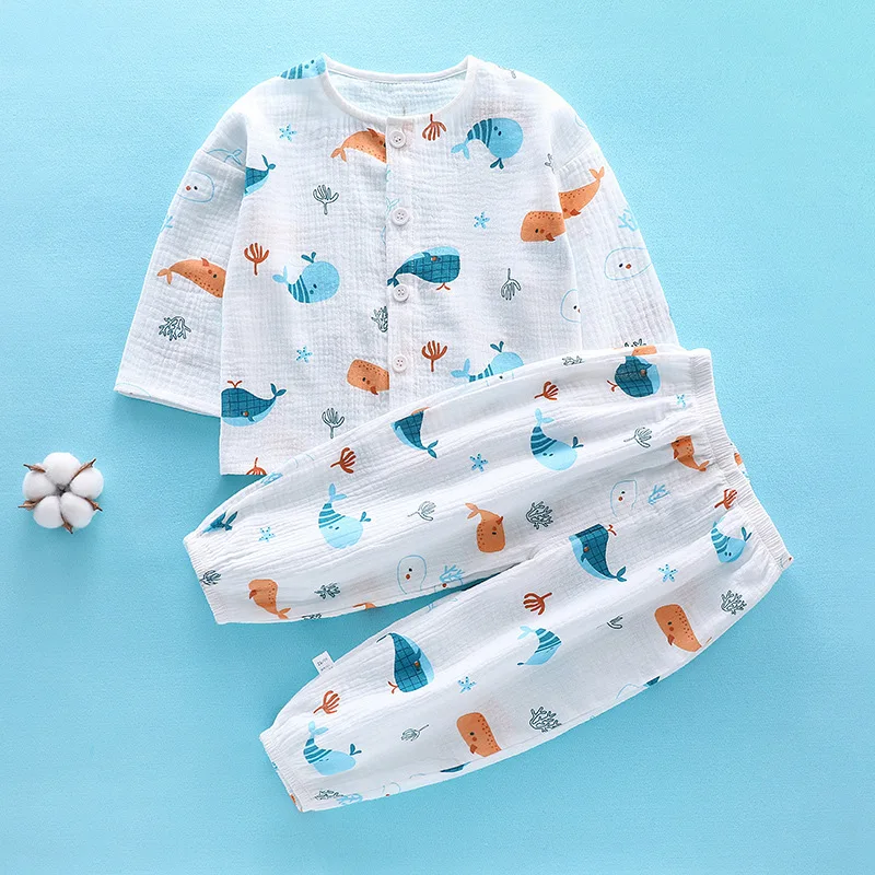 breathable  muslin cotton  and baby set clothing  kids clothes set toddler clothes lounge wear