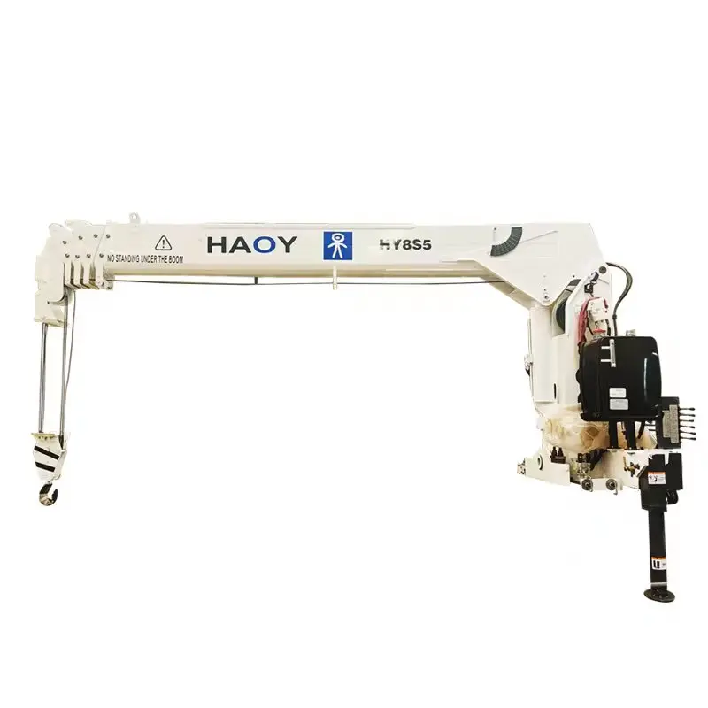 HAOY For Workshop 8 Ton Hydraulic Arm Drive Winch Traveling Telescopic Boom Lift Trailer With Truck Crane