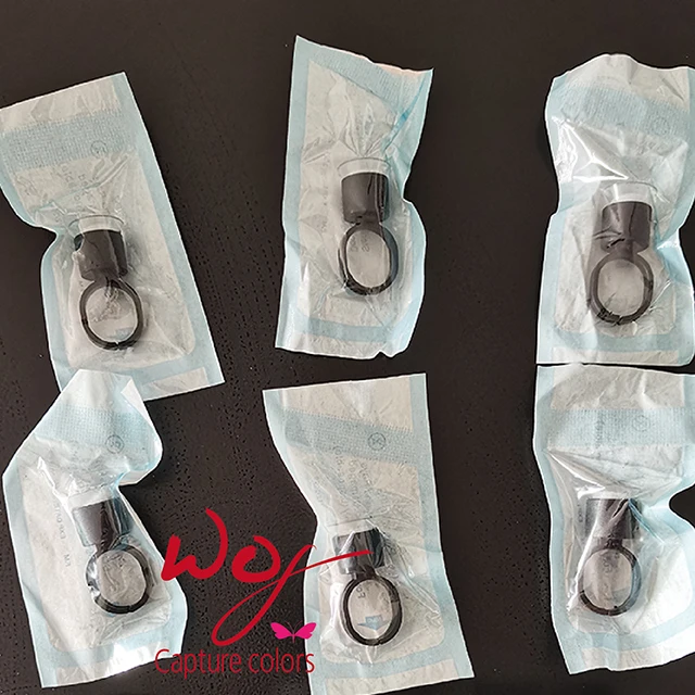 100 pieces per pack, disposable, soft sponge black ring, floating lips, eyebrow embroidered colored cups, embroidery tools