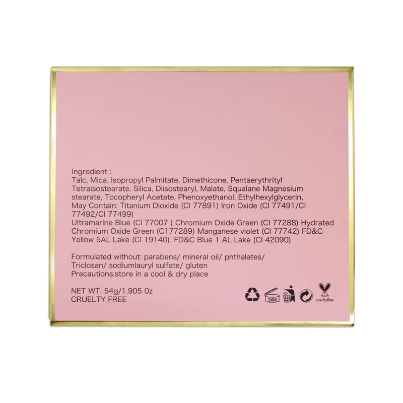 Cosmetics Private label Pink Shimmer Eye Shadow Powder Palette 20 Color Makeup Vegan Eyeshadow Palette