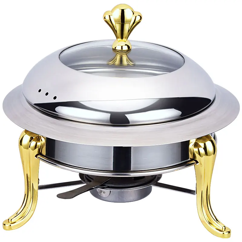 Goden and silver stainless steel   commercial  small chafing dish  alcohol stove small cooking hot pots hotel
