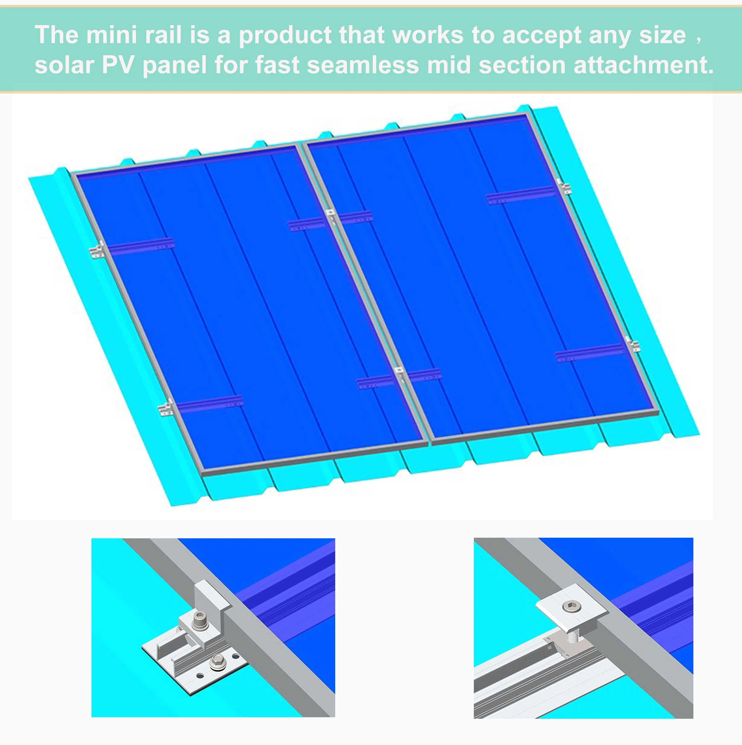ECONOMIC SOLUTION solar bracket mounting  mini rail solar solar panels roof mini rails  for Trapezoidal  metal roofs