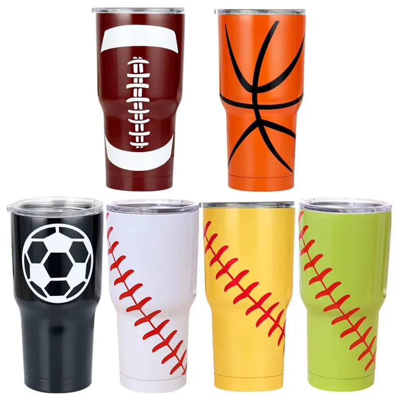 Multiple design wholesale 20oz 30oz softball baseball football tumbler stainless steel vacuum insulated tumbler with lid