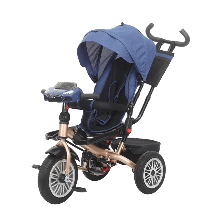 New Design Rubber Wheels Child Tricycle Bike with Music Rear Bag