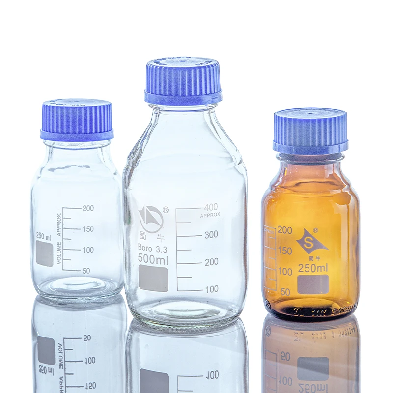 Custom 1000ml Amber High Borosilicate Glass Laboratory Reagent Bottles Mobile Phase Glass Bottle For Solvent