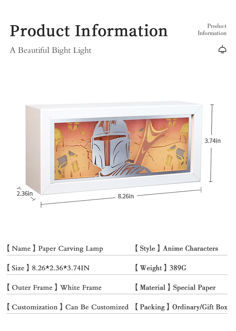 Anime Movies Figure Illuminated Cut Paper Dioramas Lighted Shadow Box 3D Layered Paper Art