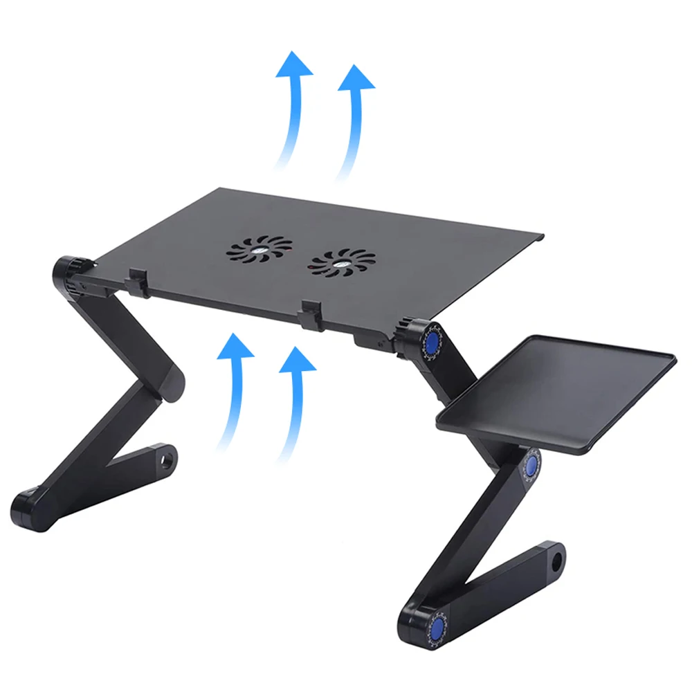 Foldable aluminum alloy angle adjustable dual fan laptop stand and with cooling