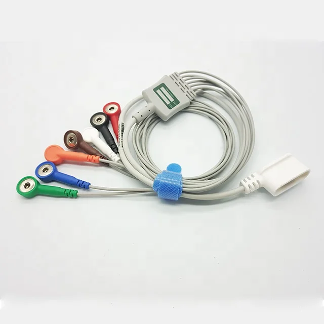 Flexible Medical Snap Button Cable Holter Ecg Cable Lead Snap Holter Ecg Eeg Cable