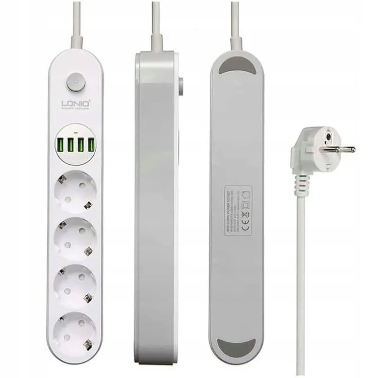 LDNIO SE4432 Extension Cord 4 Outlet Power Strip with USB PD Quick Charge USB Power-Strip