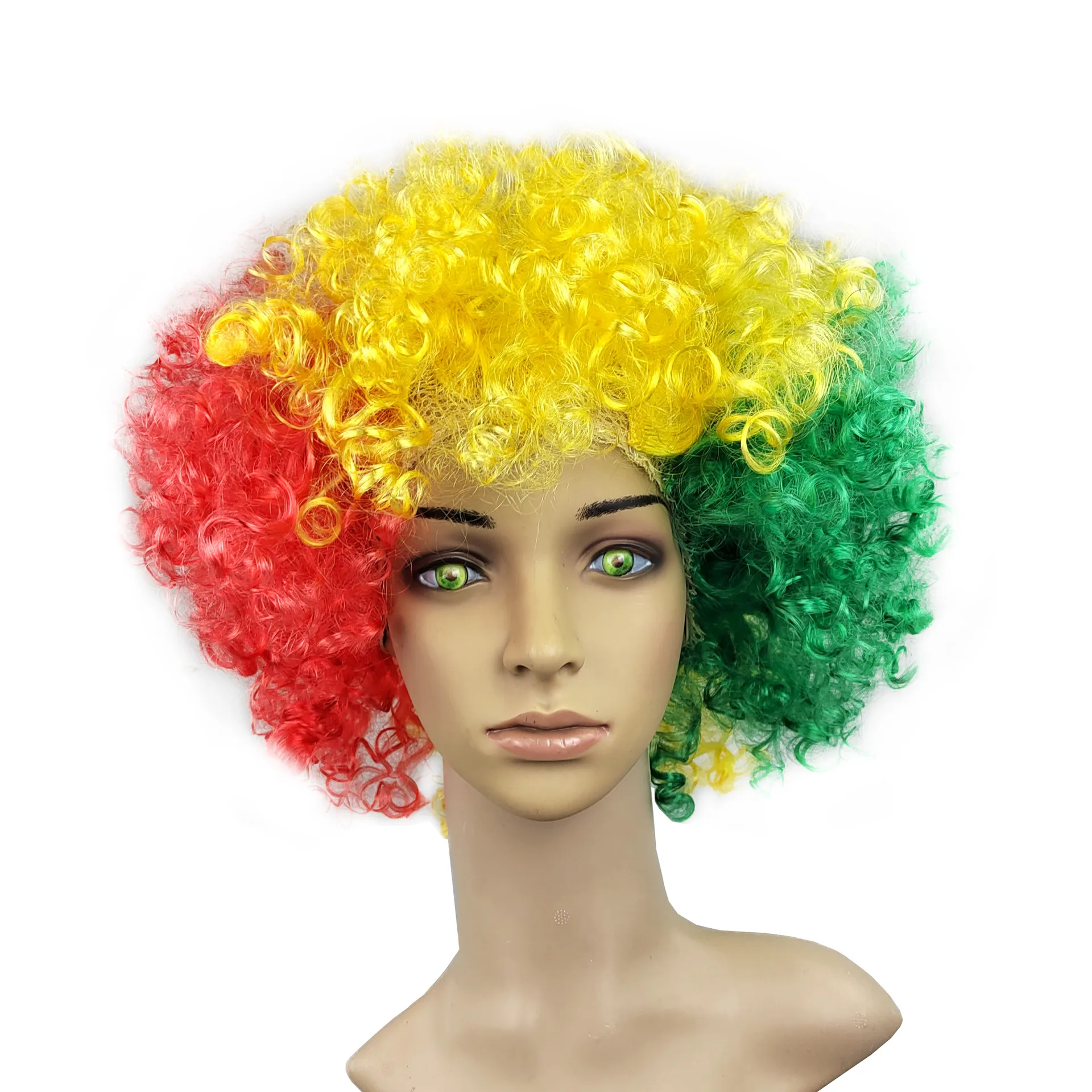 Nuoxin Mixed Color Anime Cosplay Fancy Synthetic Promotion Crazy Sports Fans Men Women Funny Wig Football Fans Wigs For Party