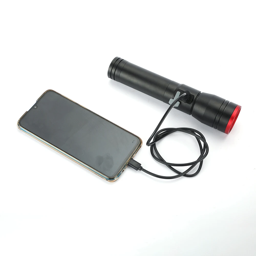 
Hot sale OEM zoomable long shot USB charging LED aluminium torch for outdoor 