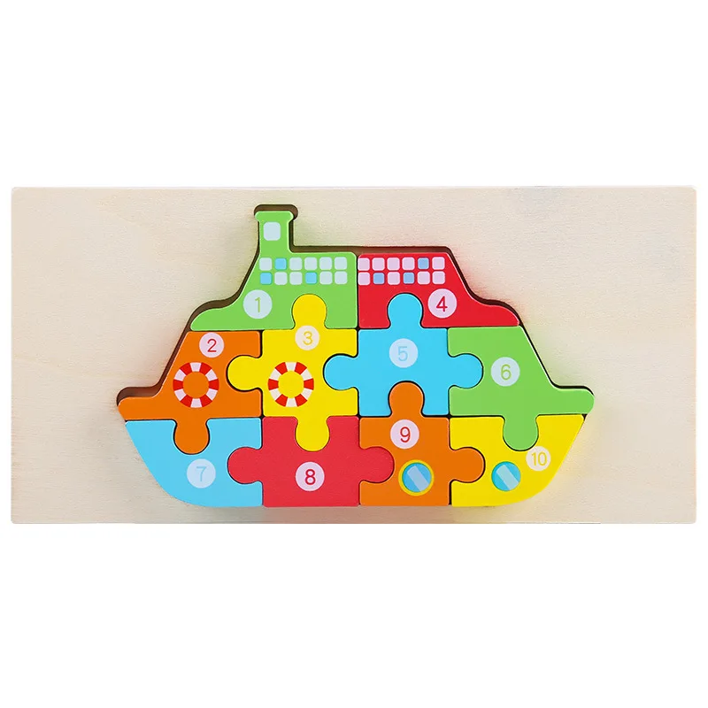 new design educational toy 3D wooden puzzle number puzzle