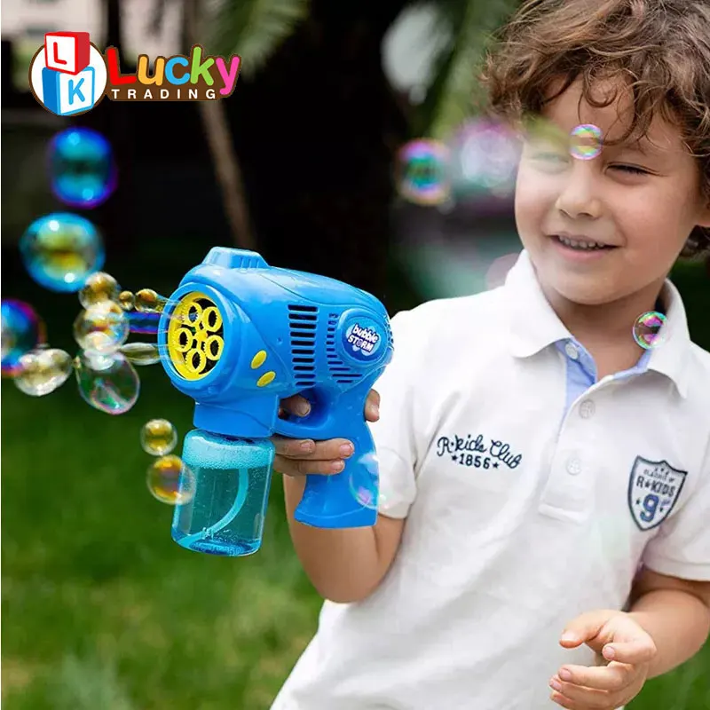 New Arrival Outdoor Toys Bubbles Blaster Blower Battery Operated Bubble Gun with Bottle Solutions for Kids Outdoor Summer Toys