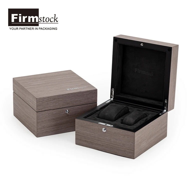 Wooden Luxury Couple 2 slots Watchs And Accessories Custom Uniqe Wrist Gift Mdf Pocket Wood Watch Box
