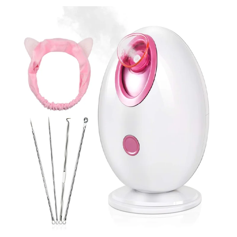 PSB portable travel multifunction pink pro cleansing nano ionic spa facial steamer