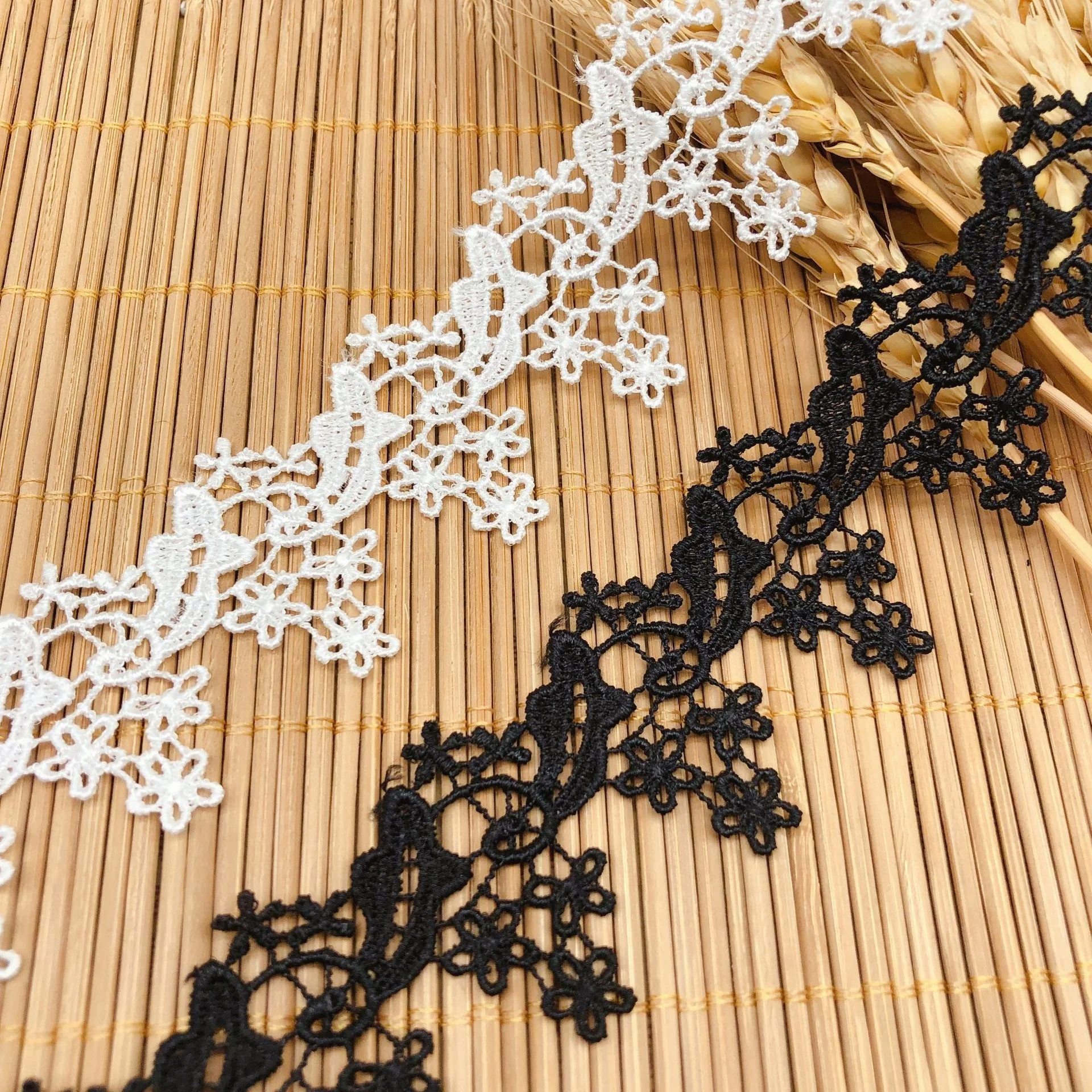 Garment underwear accessories 3.4 cm elastic stretch flower narrow lace trim