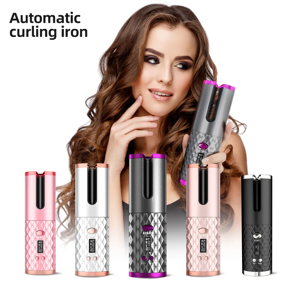 2023 Hot sell automatic electric professional USB rechargeable wireless hair curling iron hair curler