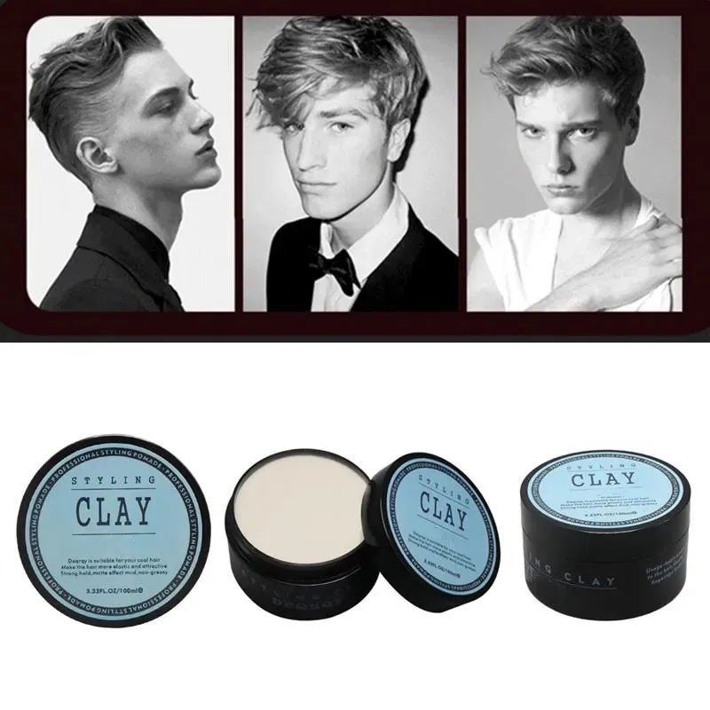 Mens Matt Finish Strong Hold Thickened Modern Hair Styling Clay Oil Base Hair Styling Mud Cream Wax