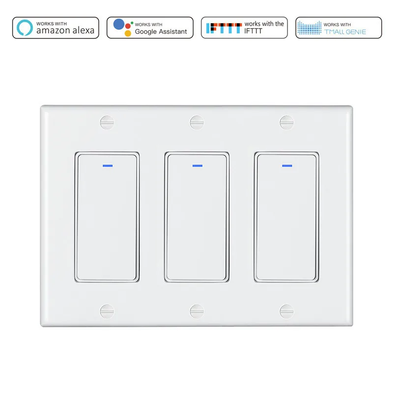 Американский стандарт, умная кнопка переключения Wi-Fi, односторонний тройной переключатель, дистанционное управление Wi-Fi, голосовое и аудио управление