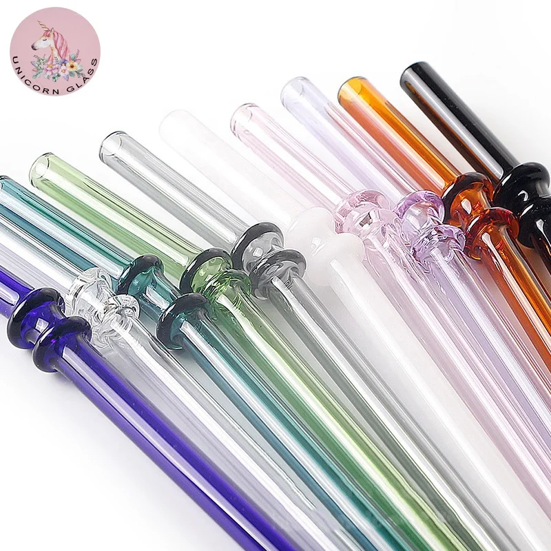 
Wholesale Dia=8mm Reusable Straight and Bent Borosilicate Glass Straw For Drinking 