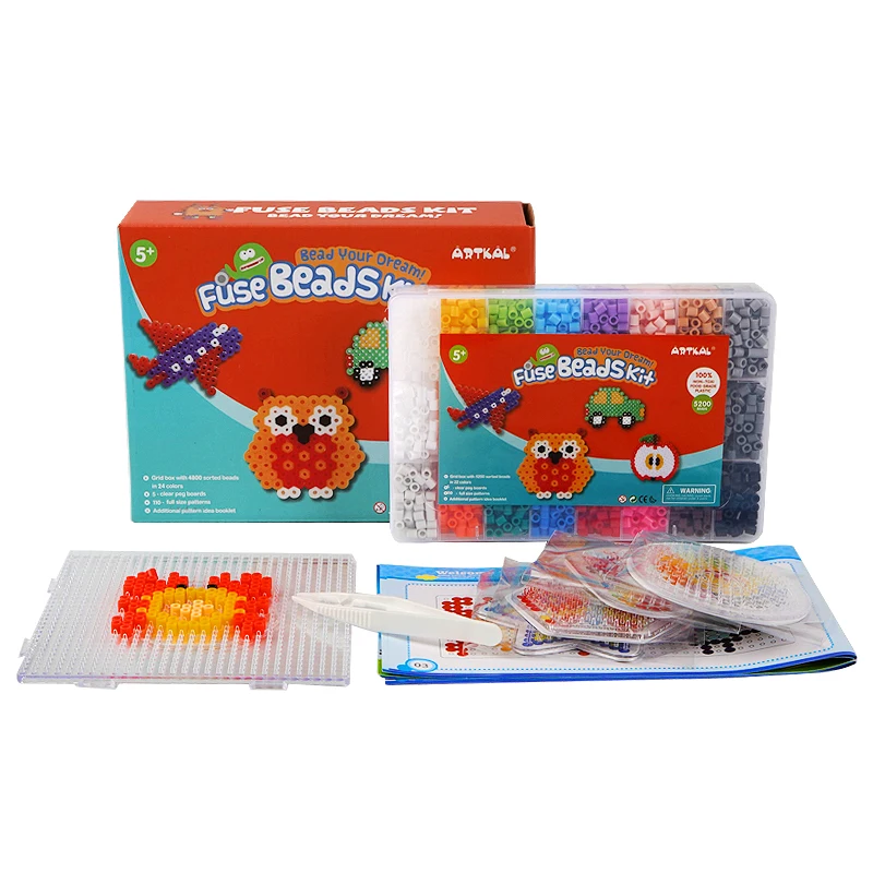 Artkal 5mm Fuse Beads Box Set With 5200 pcs 24 Colors  Including Accessories Craft Gift Hama Perler Beads