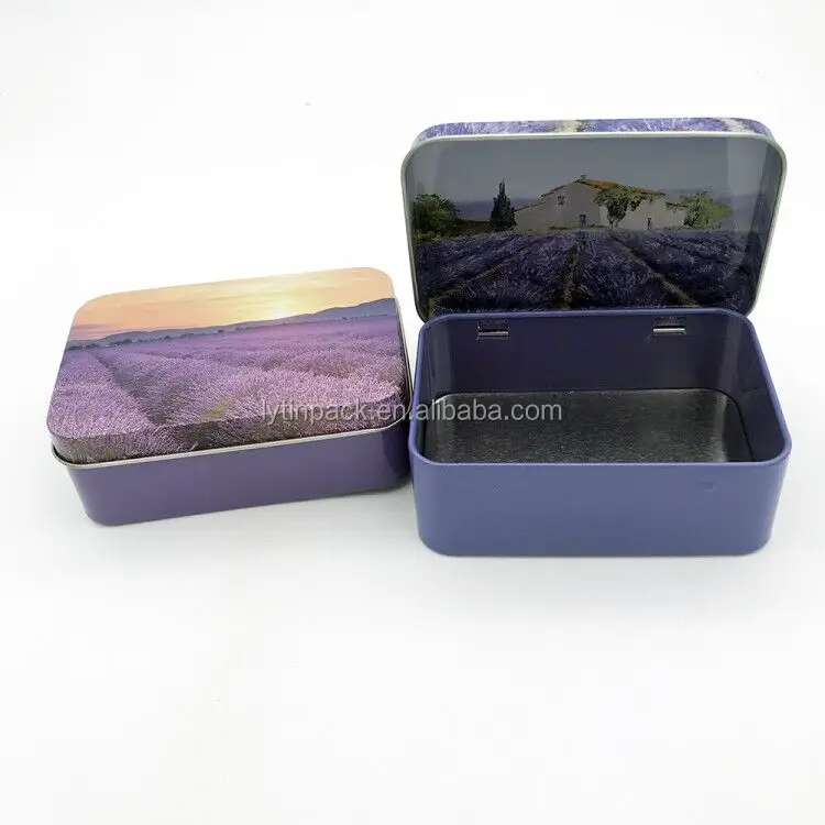 custom printing rectangle gift packing metal boxes with hinged lid