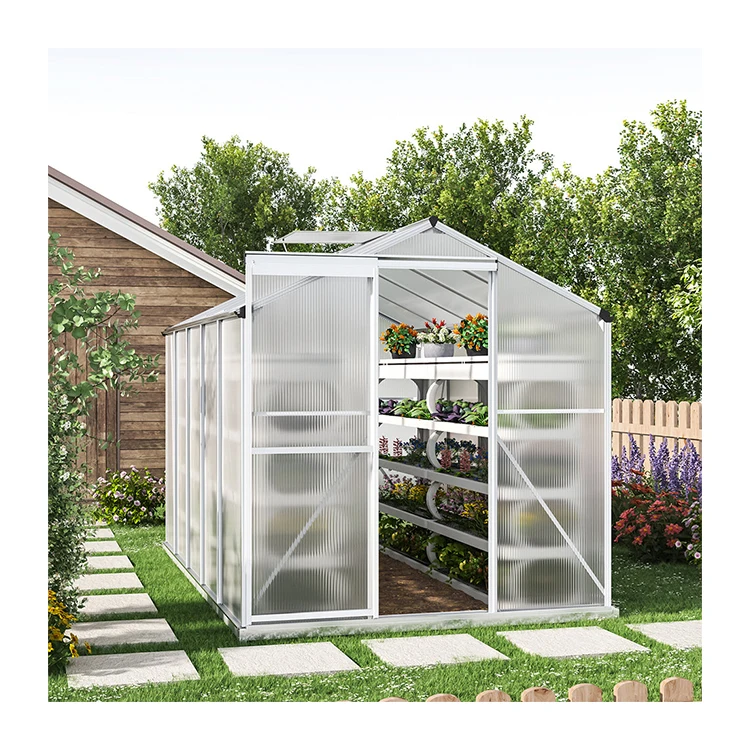 AJUNION Easily Assembled Garden Greenhouse Polycarbonate Aluminum Frame Structure Greenhouse