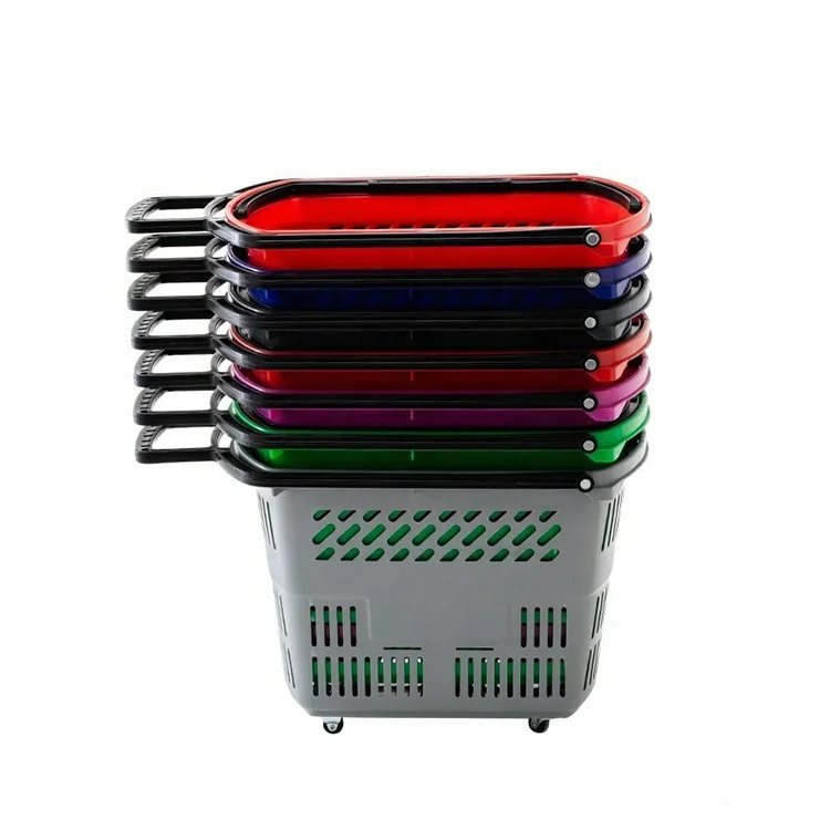 45L 4 Wheel Shopping Trolley Supermarket Shopping Basket Trolley for Sale