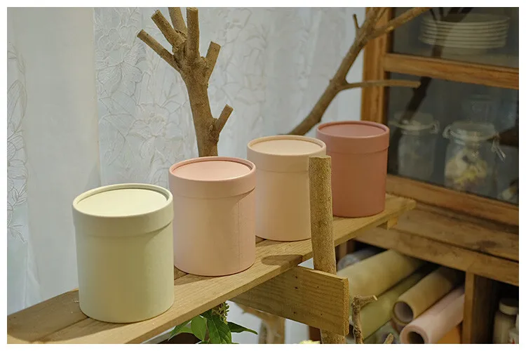 Wholesale Custom Pink Cylinder Flower Boxes Small Round Rose Paper Tube Gift Flower Hat Box Packaging For Flowers