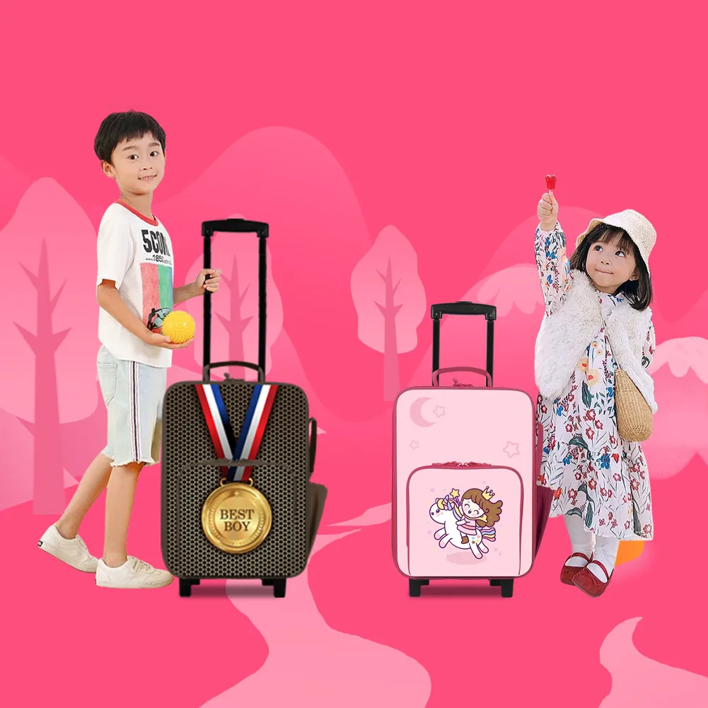 Dispalang Kids Pink Custom Travel Luggage Set for Kids
