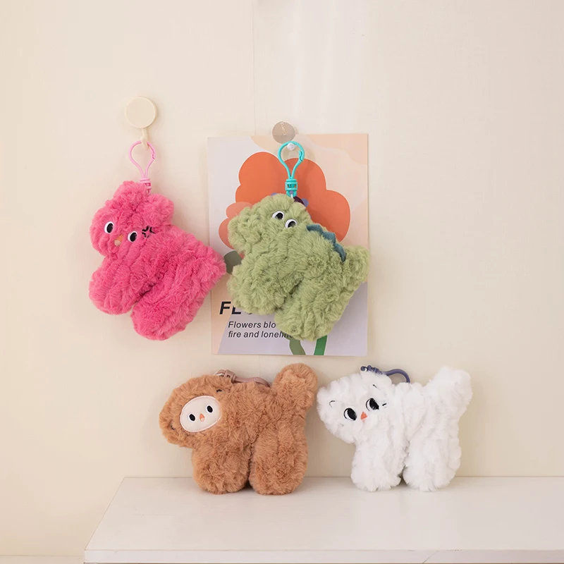 Cartoon Cute Monkey & Rabbit Plush Keychain PP Cotton Filled Pendant Bag Key Ring & Doll Pendant
