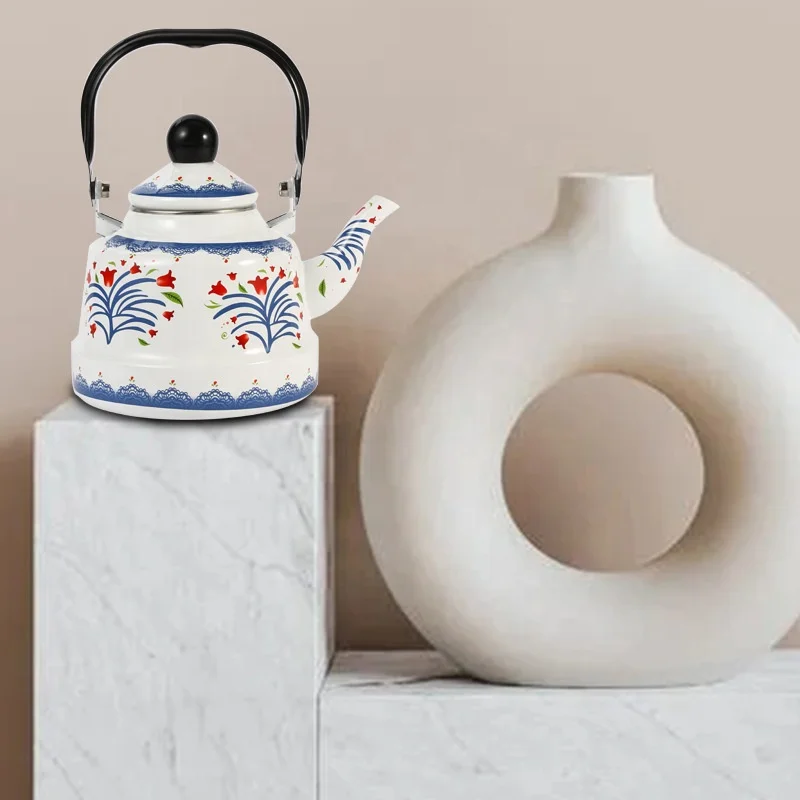 29 pattern options Ancient bell shape Enamelware Open Fire Stove Enamel Hot Water Tea Coffee Kettle Enamel Teapot with Handle
