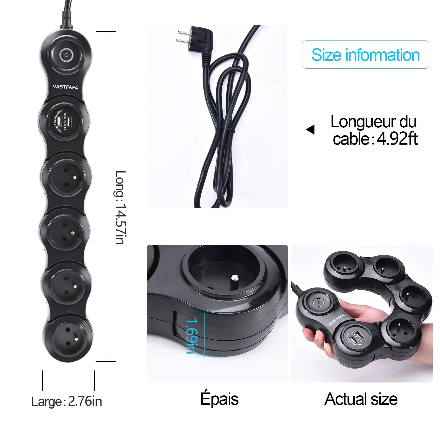 New Design Travel Smart Appliance Surge Protector Power Strip